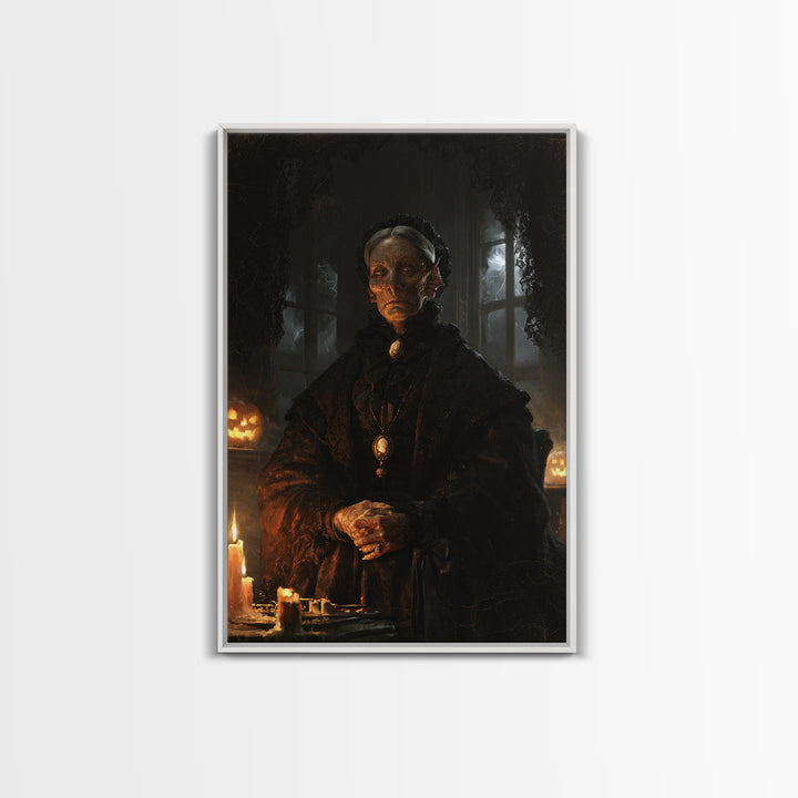 The Estuary Dowager, Victorian Creature Portrait, Vertical Canvas Print, Classic Halloween Decor, Spooky Season Decor, Classic Monster Art