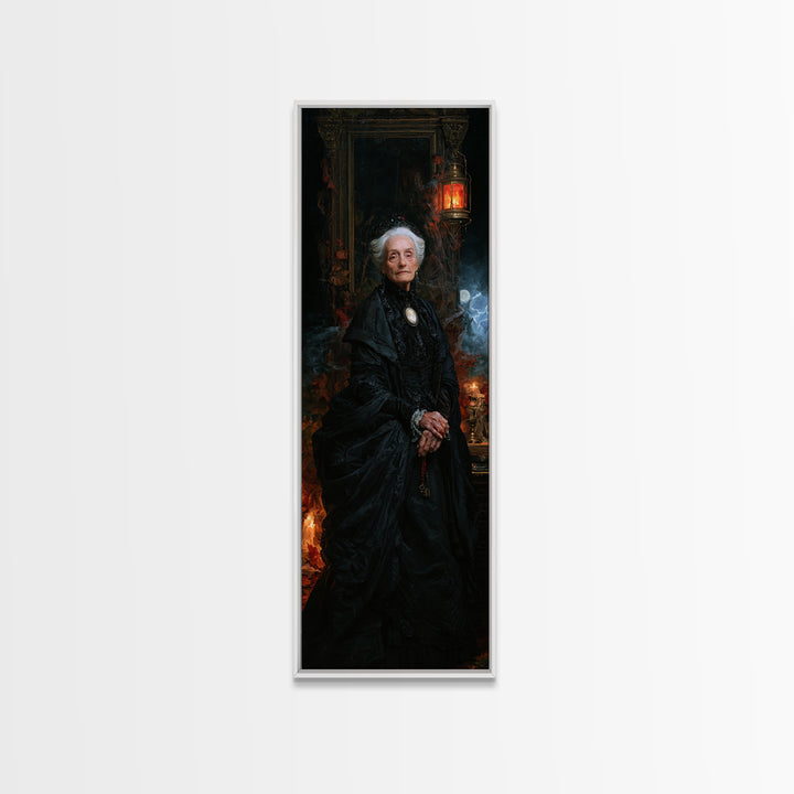 The Estuary Dowager, Victorian Creature Portrait, Tall Narrow Canvas Print, Gothic Home Decor, Gothic Wall Decor, Classic Monster Art