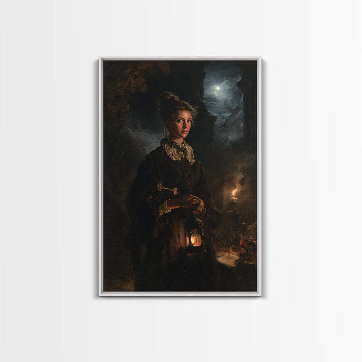 The Grave-Robber’s Daughter, Gothic Victorian Portrait, Vertical Canvas Print, Dark Academia Decor, Classic Monster Art