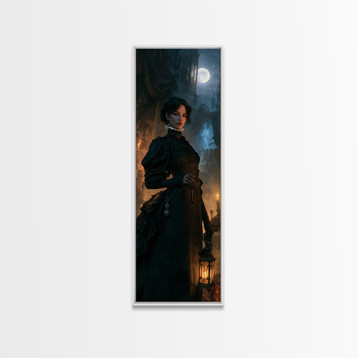 The Grave-Robber’s Daughter, Gothic Victorian Portrait, Tall Narrow Canvas Print, Macabre Home Decor, Classic Monster Art