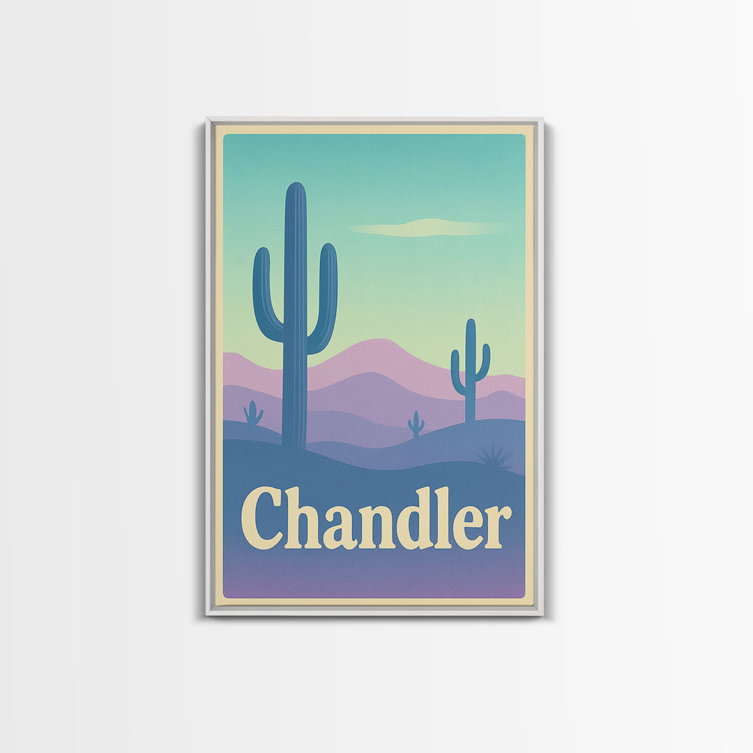 Chandler Travel Poster, Canvas Print, Pastel Retro Travel Art, Chandler Art Print, Mid Century Wall Art, Vintage City Poster, Art Print