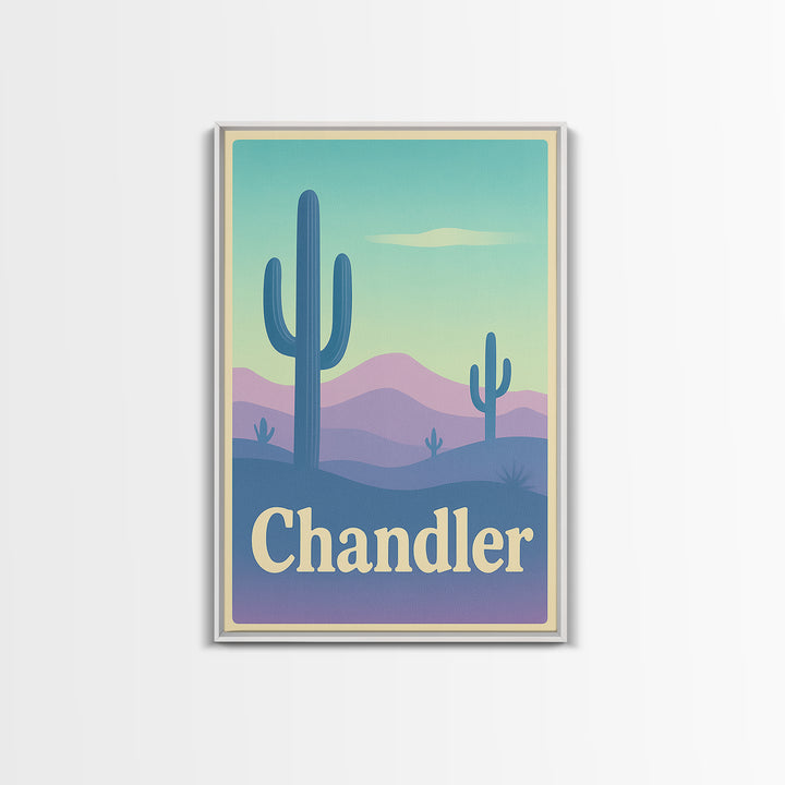 Chandler Travel Poster, Canvas Print, Pastel Retro Travel Art, Chandler Art Print, Mid Century Wall Art, Vintage City Poster, Art Print