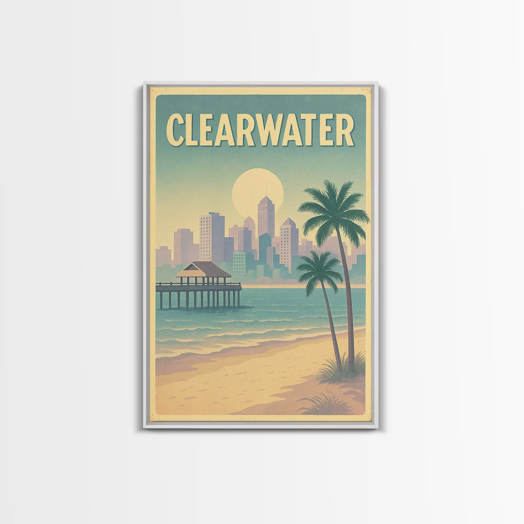 Clearwater Florida Travel Poster, Canvas Print, Dreamy Skyline Poster Art, Clearwater Art Print, Travel Wall Art, City Poster, Wall Art