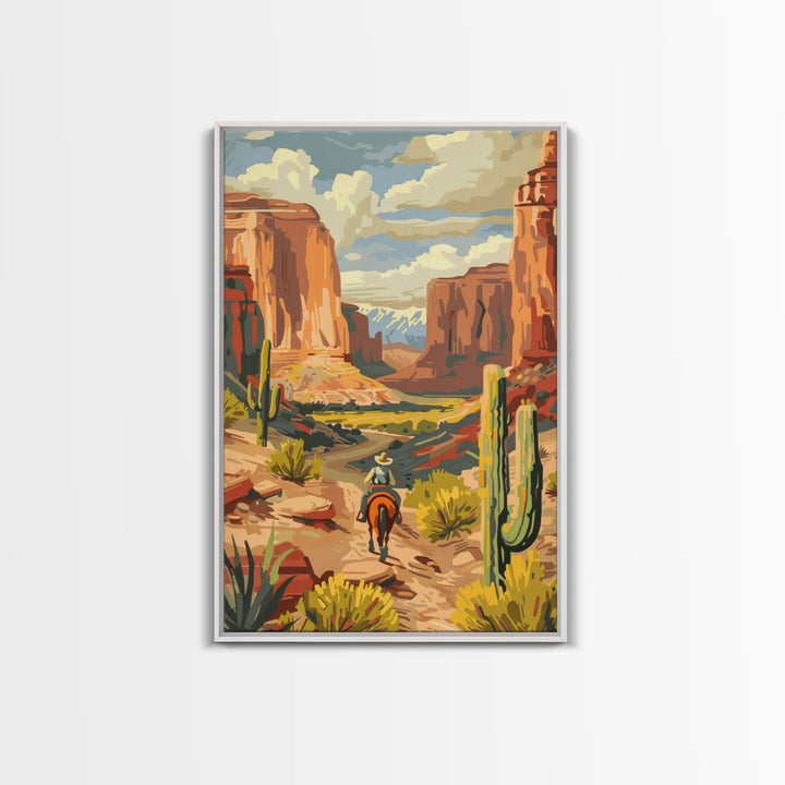Colorful Western Cowboy Boots with Floral Design - Framed Canvas Print, Rustic Wall Art, Western Boot Decor for Living Room