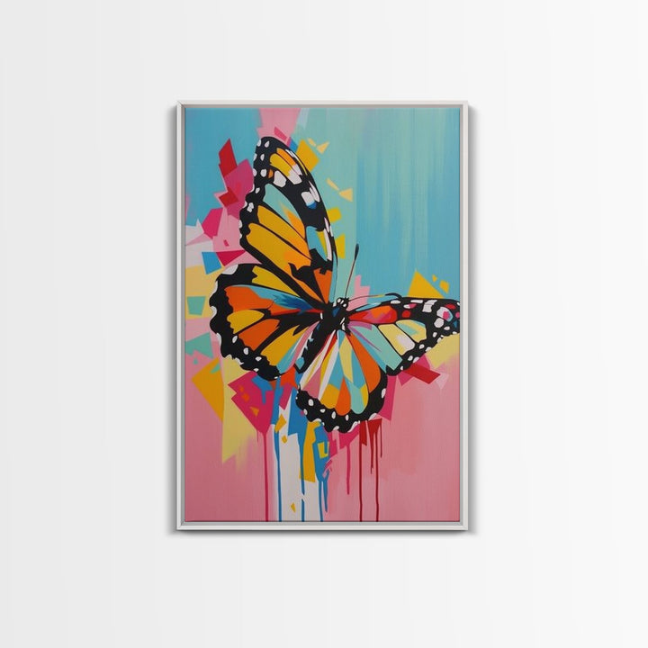 Monarch Butterfly Framed Canvas Print - Colorful Wall Art, Living Room Decor, Vibrant Insect Art, Unique Artwork for Bedroom and Office