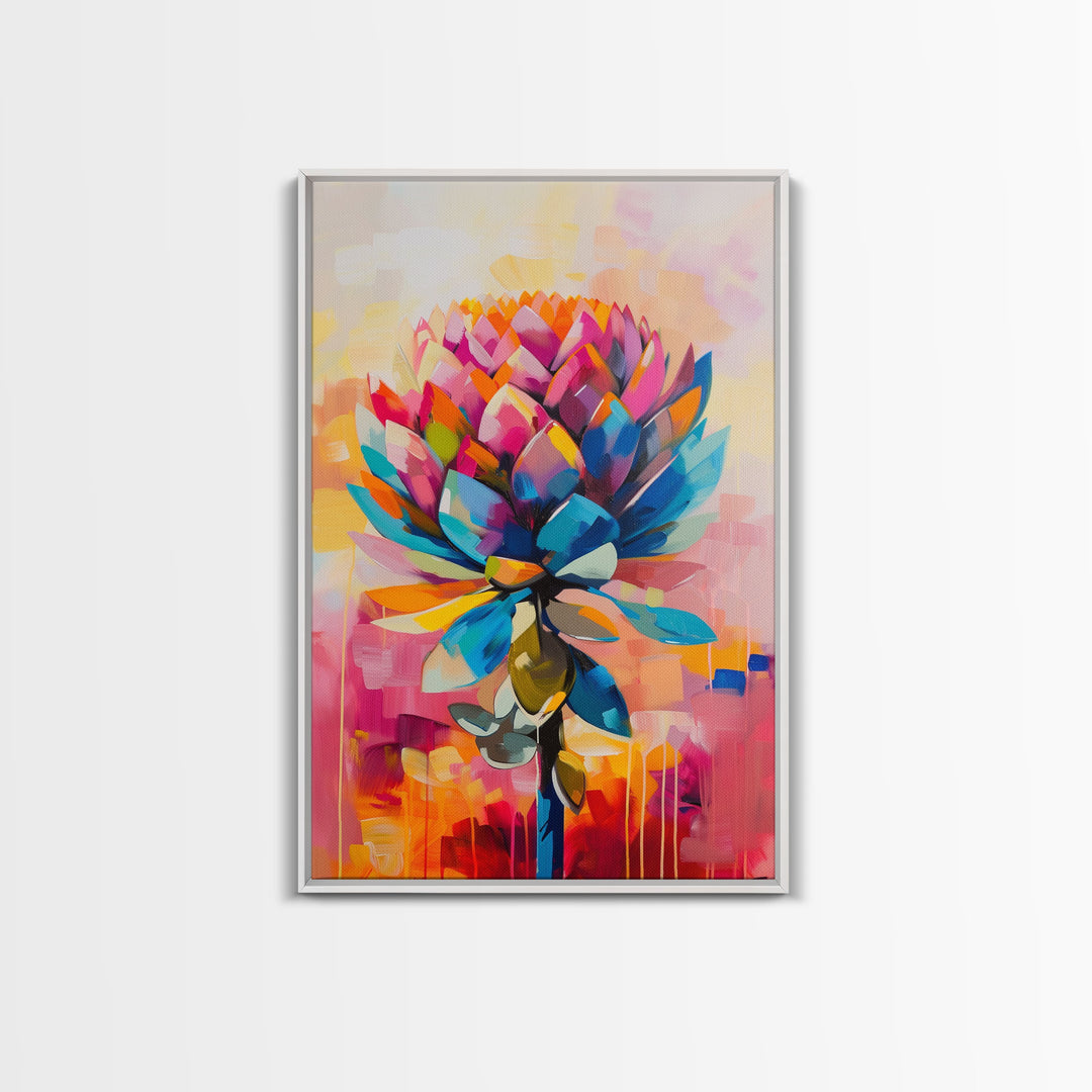 Colorful Rooster Art Framed Canvas Print - Farmhouse Wall Art, Living Room Decor, Vibrant Animal Art for Home Decoration
