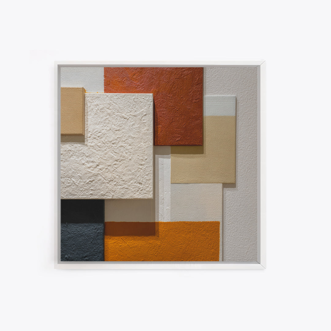 Mid Century Color Block Composition Framed Canvas Print, Wall Art, Art, Living Room Decor, Fine Art, Wall Clock, WAL-1x1-12
