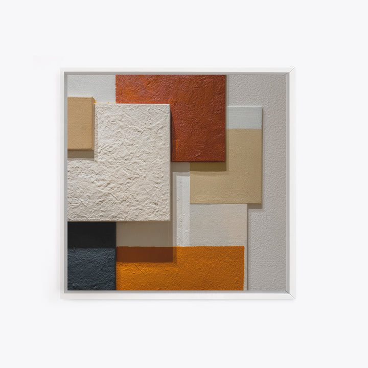 Mid Century Color Block Composition Framed Canvas Print, Wall Art, Art, Living Room Decor, Fine Art, Wall Clock, WAL-1x1-12