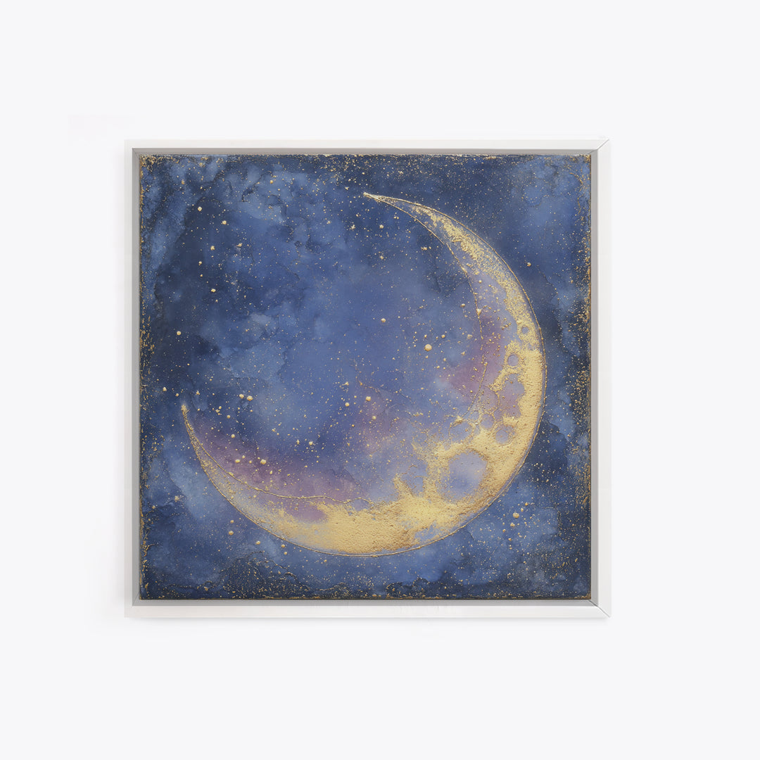 Celestial Moon and Stars Artwork Canvas Print, Wall Art, Digital Print, Living Room Decor, Fine Art, Luxury Decor, WAL-1x1-14