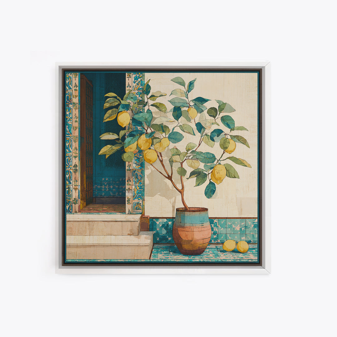 Mediterranean Lemon Branch Still Life Canvas Print, Wall Art, Framed Wall Art, Living Room Decor, Fine Art, Fine Art Print, WAL-1x1-22