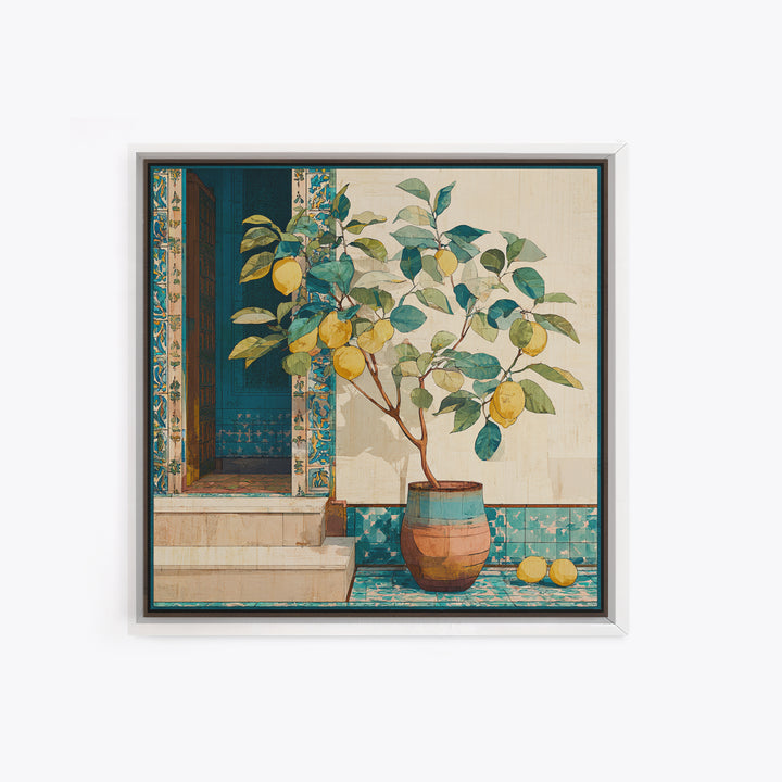 Mediterranean Lemon Branch Still Life Canvas Print, Wall Art, Framed Wall Art, Living Room Decor, Fine Art, Fine Art Print, WAL-1x1-22