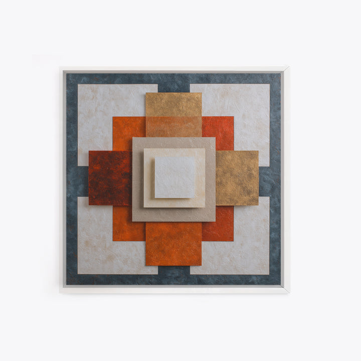 Modern Geometric Composition for Living Spaces Framed Canvas Print, Wall Art, Heart, Living Room Decor, Fine Art, WAL-1x1-28