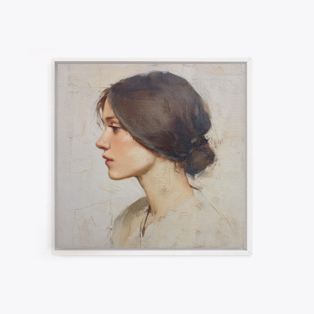 Minimal Line Portrait Framed Canvas Print, Wall Art, Abstract Art, Living Room Decor, Fine Art, Boho Decor, Luxury Decor, WAL-1x1-6