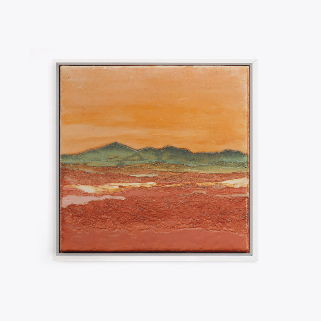 Desert Landscape in Warm Terracotta Tones Framed Canvas Print, Wall Art, Boho Decor, Living Room Decor, Fine Art, WAL-1x1-79