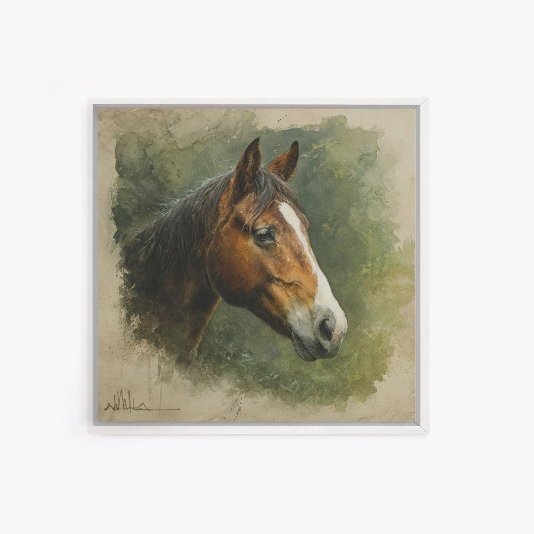 Wild Horse Portrait Canvas Print, Wall Art, Minimalist Decor, Living Room Decor, Fine Art, Wall Art Prints, Mid Century Modern, WAL-1x1-85