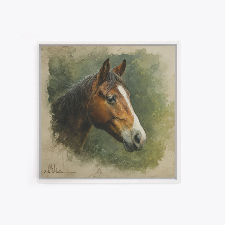 Wild Horse Portrait Canvas Print, Wall Art, Minimalist Decor, Living Room Decor, Fine Art, Wall Art Prints, Mid Century Modern, WAL-1x1-85