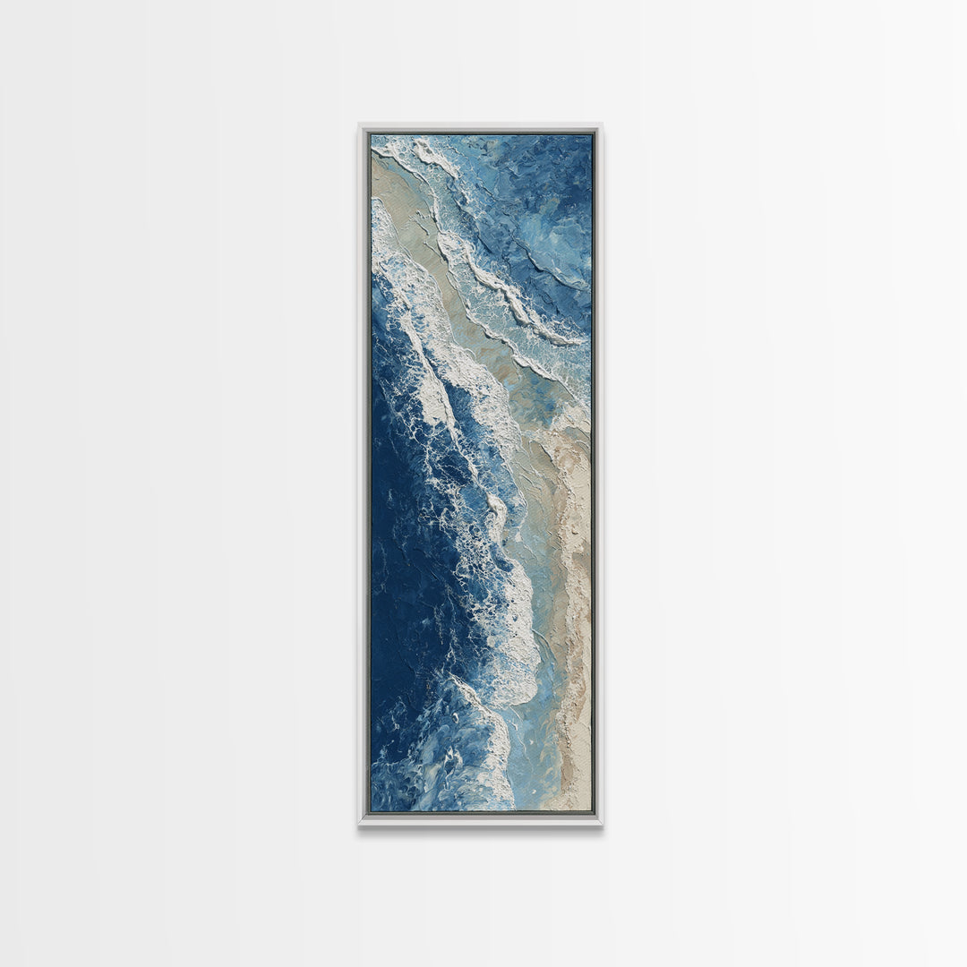 Coastal Aerial Water Study Canvas Print, Wall Art, Digital Wall Art, Living Room Decor, Fine Art, Wood Wall Art, WAL-1x3-23
