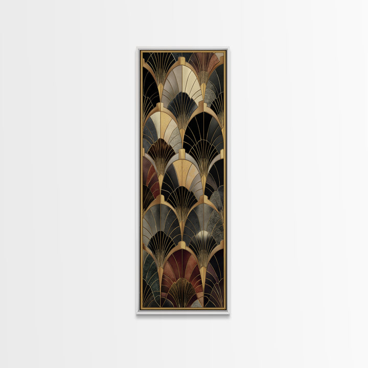 Art Deco Gold Fan Pattern Canvas Print, Wall Art, Painting, Living Room Decor, Fine Art, Wall Hanging, Home Decor Gift, WAL-1x3-32