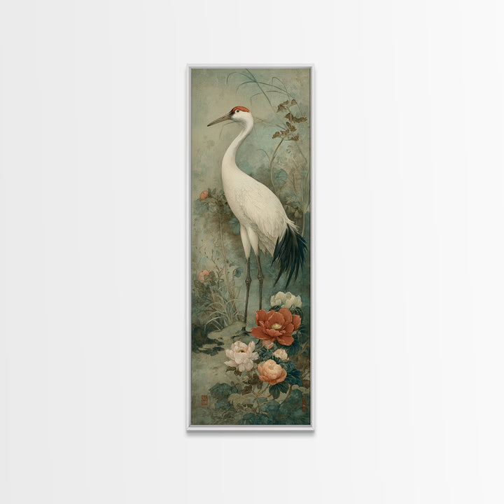 Monochrome Ink Crane Composition Framed Canvas Print, Wall Art, Art Print, Living Room Decor, Fine Art, Wall Hanging, WAL-1x3-36