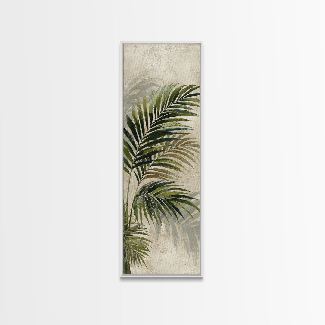Tropical Palm Leaf Painting Framed Canvas Print, Wall Art, Minimalist Decor, Living Room Decor, Oil Painting, WAL-1x3-4