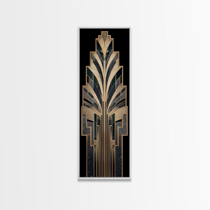Art Deco Gold Fan Pattern Canvas Print, Wall Art, Large Wall Art, Living Room Decor, Fine Art, Abstract Wall Art, WAL-1x3-56