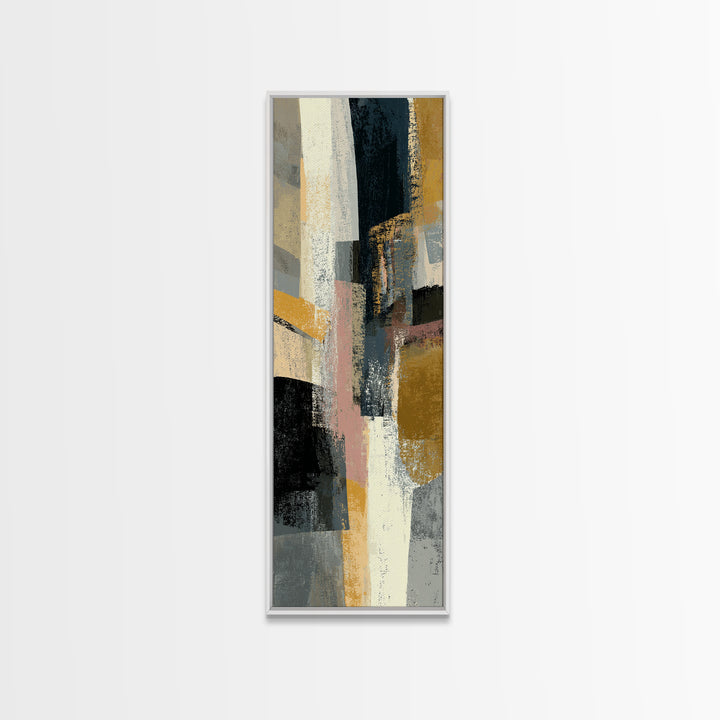 Statement Abstract with Bold Layered Brushwork Framed Canvas Print, Wall Art, Wall Decor, Living Room Decor, Abstract Art, WAL-1x3-61