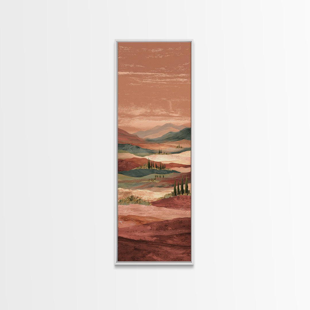 Desert Landscape in Warm Terracotta Tones Canvas Print, Wall Art, Abstract Wall Art, Living Room Decor, Watercolor Art, WAL-1x3-67