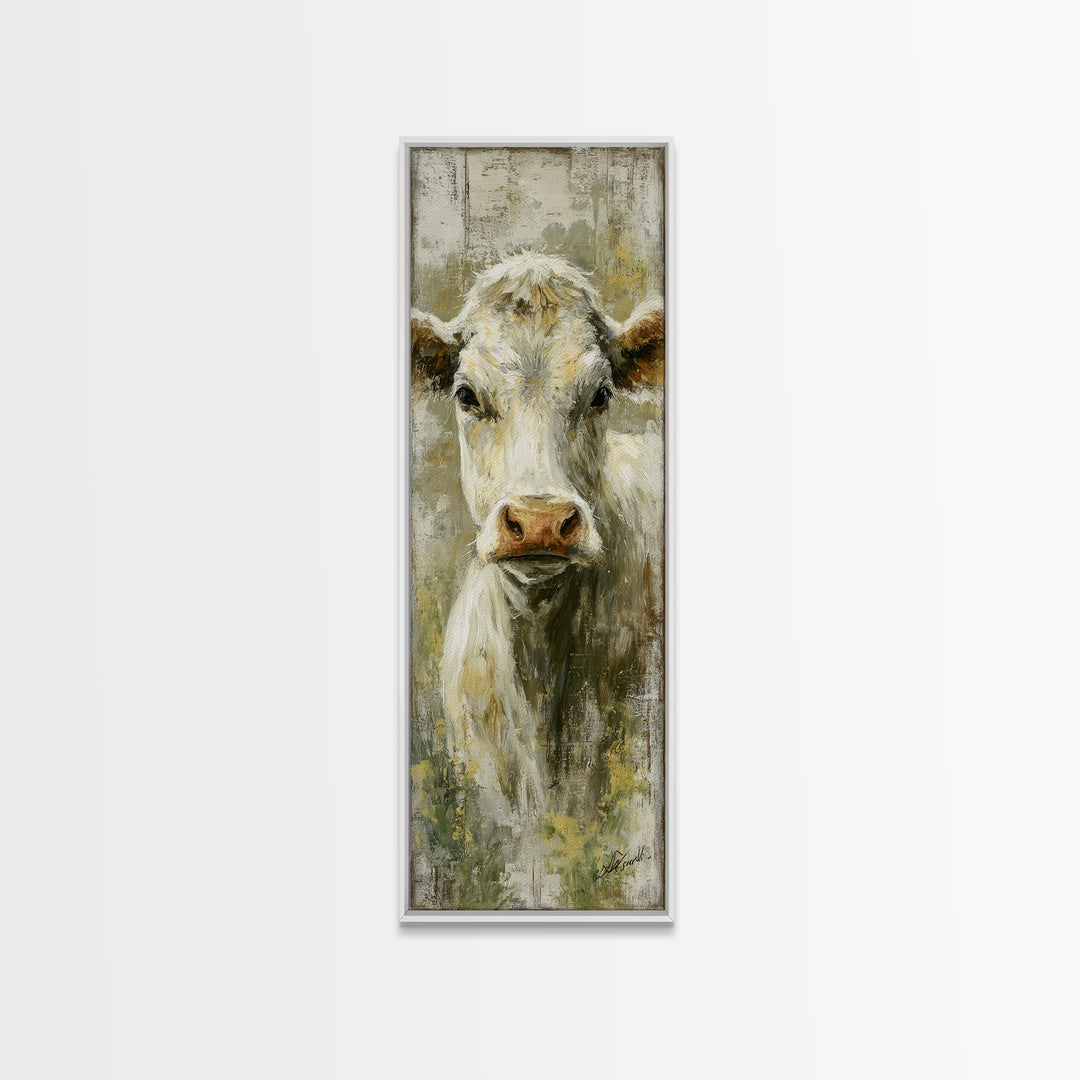 Rustic Farmhouse Cow Portrait Canvas Print, Wall Art, Canvas, Living Room Decor, Oil Painting, Canvas Wall Art, WAL-1x3-7