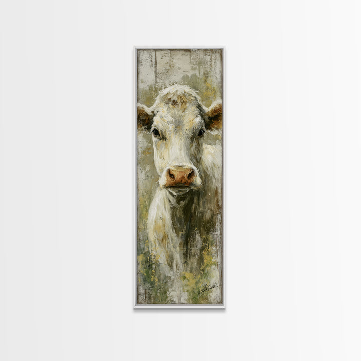 Rustic Farmhouse Cow Portrait Canvas Print, Wall Art, Canvas, Living Room Decor, Oil Painting, Canvas Wall Art, WAL-1x3-7