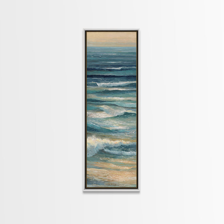 Coastal Aerial Water Study Framed Canvas Print, Wall Art, Gallery Decor, Living Room Decor, Fine Art, Home Decor, WAL-1x3-71
