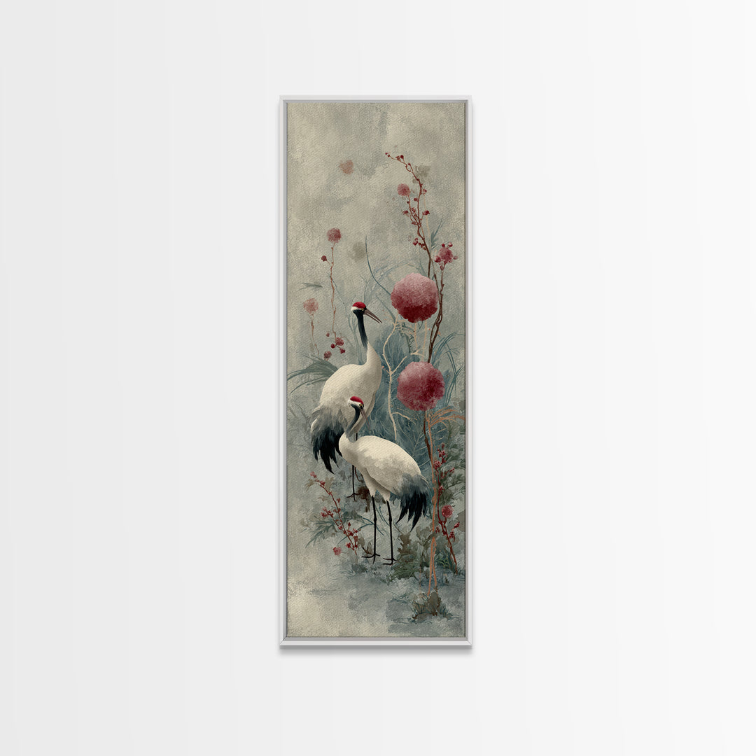 Monochrome Ink Crane Composition Framed Canvas Print, Wall Art, Art Deco, Living Room Decor, Fine Art, Abstract Wall Art, WAL-1x3-84