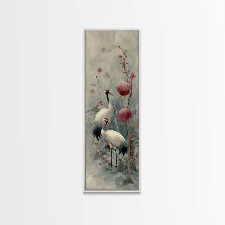 Monochrome Ink Crane Composition Framed Canvas Print, Wall Art, Art Deco, Living Room Decor, Fine Art, Abstract Wall Art, WAL-1x3-84