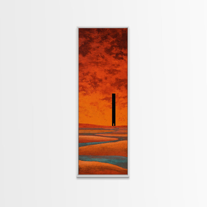 Desert Landscape in Warm Terracotta Tones Framed Canvas Print, Wall Art, Boho Decor, Living Room Decor, Fine Art, WAL-1x3-91