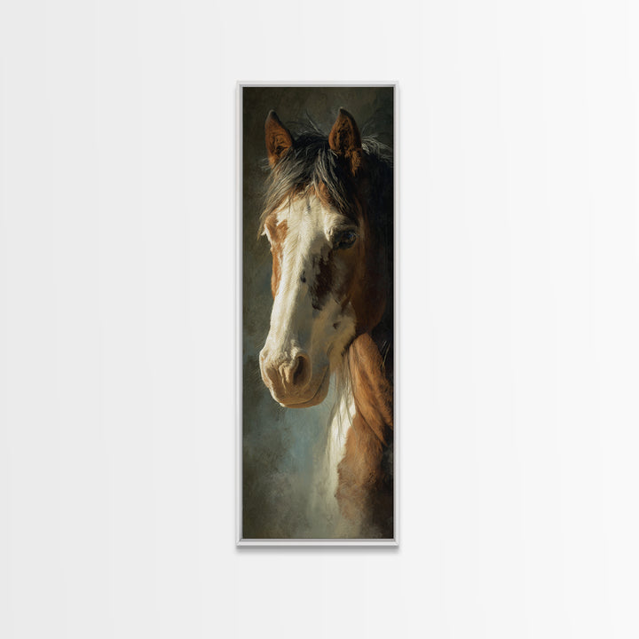 Wild Horse Portrait Canvas Print, Wall Art, Boho Decor, Living Room Decor, Fine Art, Painting, Art Print, Heart, WAL-1x3-97