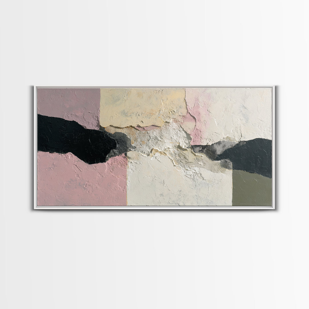 Luxury Neutral Plaster Texture Abstract Framed Canvas Print, Wall Art, Original Art, Living Room Decor, Abstract Art, WAL-2x1-11