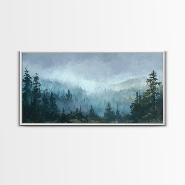 Moody Forest Landscape Framed Canvas Print, Wall Art, Minimalist Decor, Living Room Decor, Oil Painting, Wall Art Prints, WAL-2x1-30
