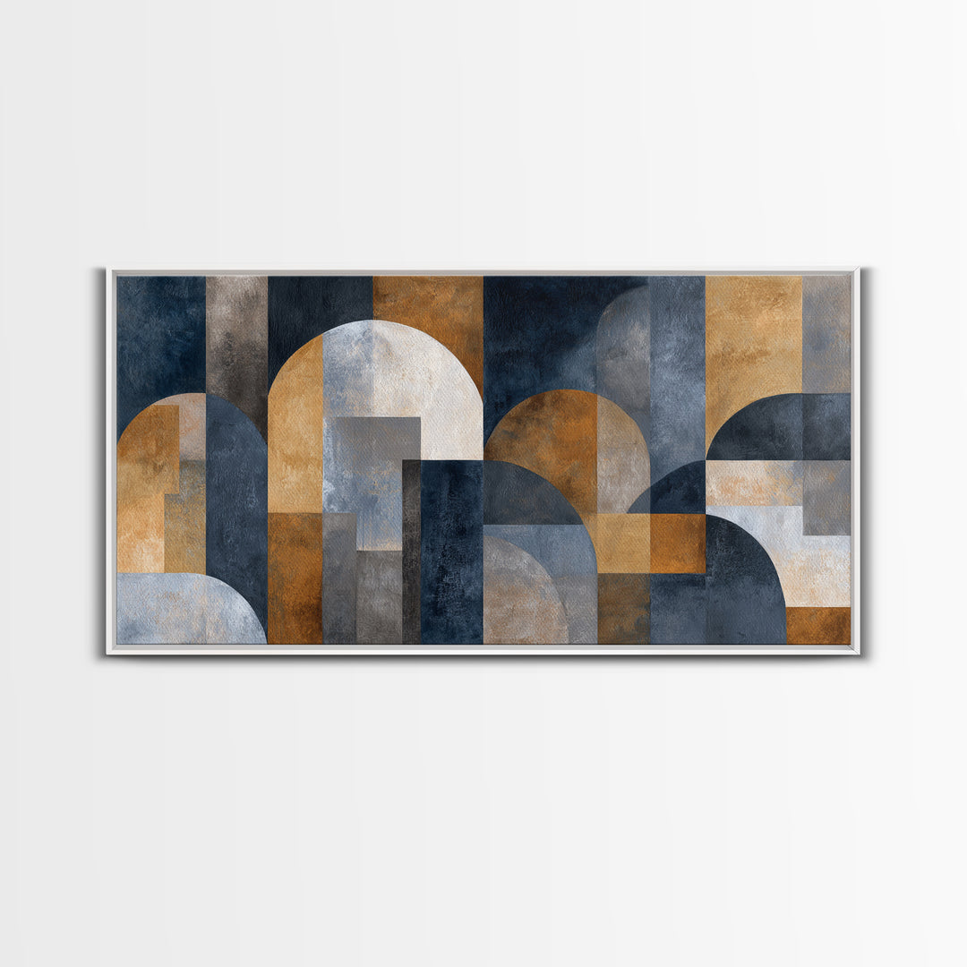 Luxury Neutral Plaster Texture Abstract Framed Canvas Print, Wall Art, Living Room Decor, Abstract Art, Metal Wall Art, WAL-2x1-35