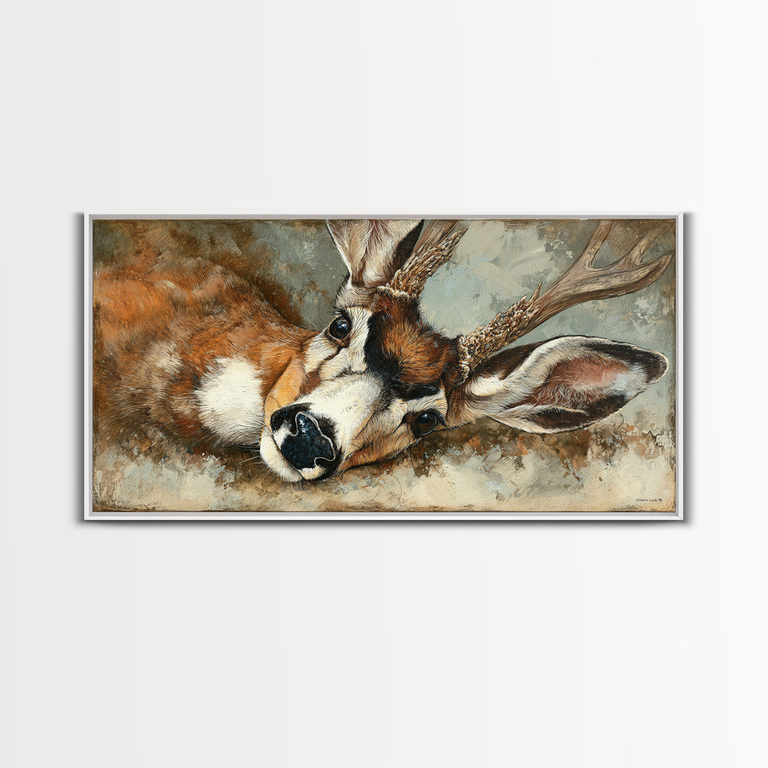 Whimsical Animal Portrait Framed Canvas Print, Wall Art, Printable Wall Art, Living Room Decor, Fine Art, Original Art, WAL-2x1-43