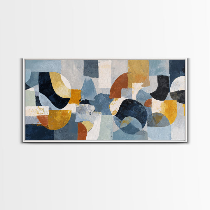 Statement Abstract with Bold Layered Brushwork Framed Canvas Print, Wall Art, Metal Wall Art, Living Room Decor, Fine Art, WAL-2x1-45