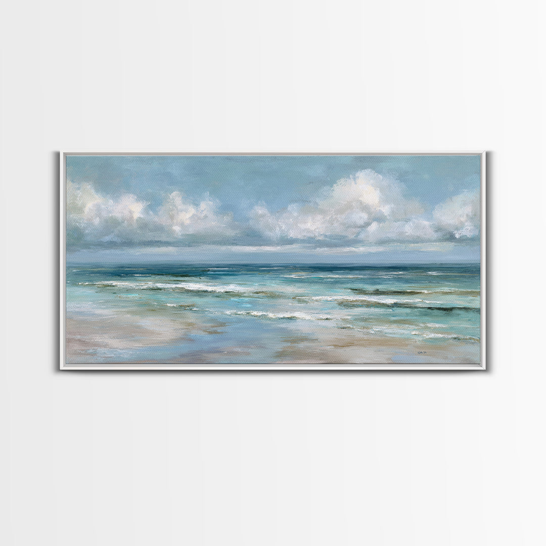 Classic Seascape with Dramatic Clouds Canvas Print, Wall Art, Wall Art for Mom, Living Room Decor, Oil Painting, WAL-2x1-47