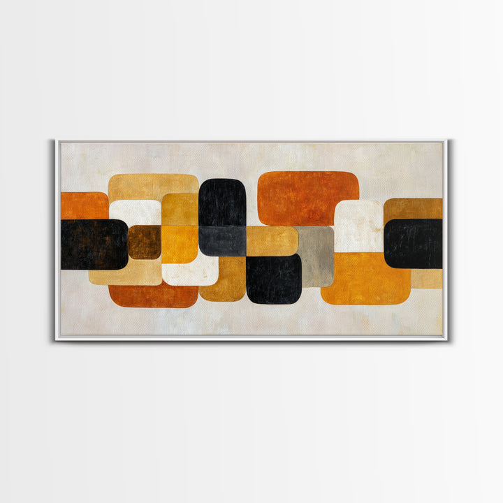 Mid Century Color Block Composition Framed Canvas Print, Wall Art, Art Print, Living Room Decor, Fine Art, Wall Hanging, WAL-2x1-56