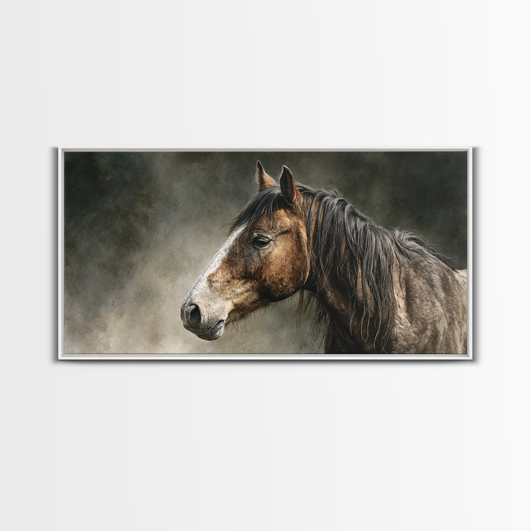 Wild Horse Portrait Canvas Print, Wall Art, Canvas, Living Room Decor, Oil Painting, Canvas Wall Art, Abstract Art, WAL-2x1-57