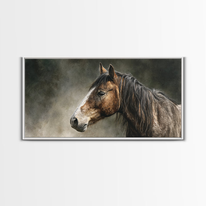 Wild Horse Portrait Canvas Print, Wall Art, Canvas, Living Room Decor, Oil Painting, Canvas Wall Art, Abstract Art, WAL-2x1-57