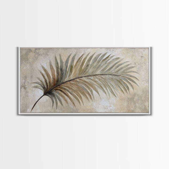 Tropical Palm Leaf Painting Framed Canvas Print, Wall Art, Heart, Living Room Decor, Fine Art, Home Decor Gift, WAL-2x1-60