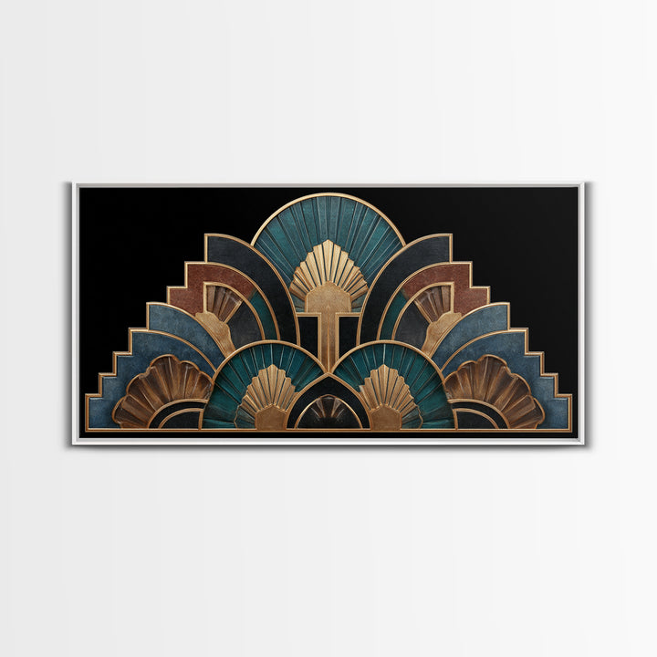 Art Deco Gold Fan Pattern Canvas Print, Wall Art, Printable Wall Art, Living Room Decor, Fine Art, Original Art, WAL-2x1-64