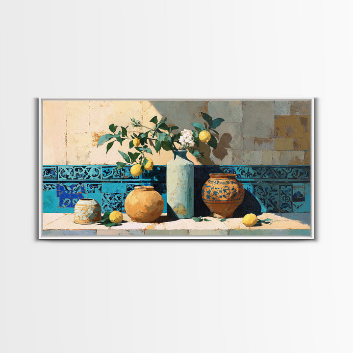 Mediterranean Lemon Branch Still Life Canvas Print, Wall Art, Home Decor, Living Room Decor, Fine Art, Digital Wall Art, WAL-2x1-66