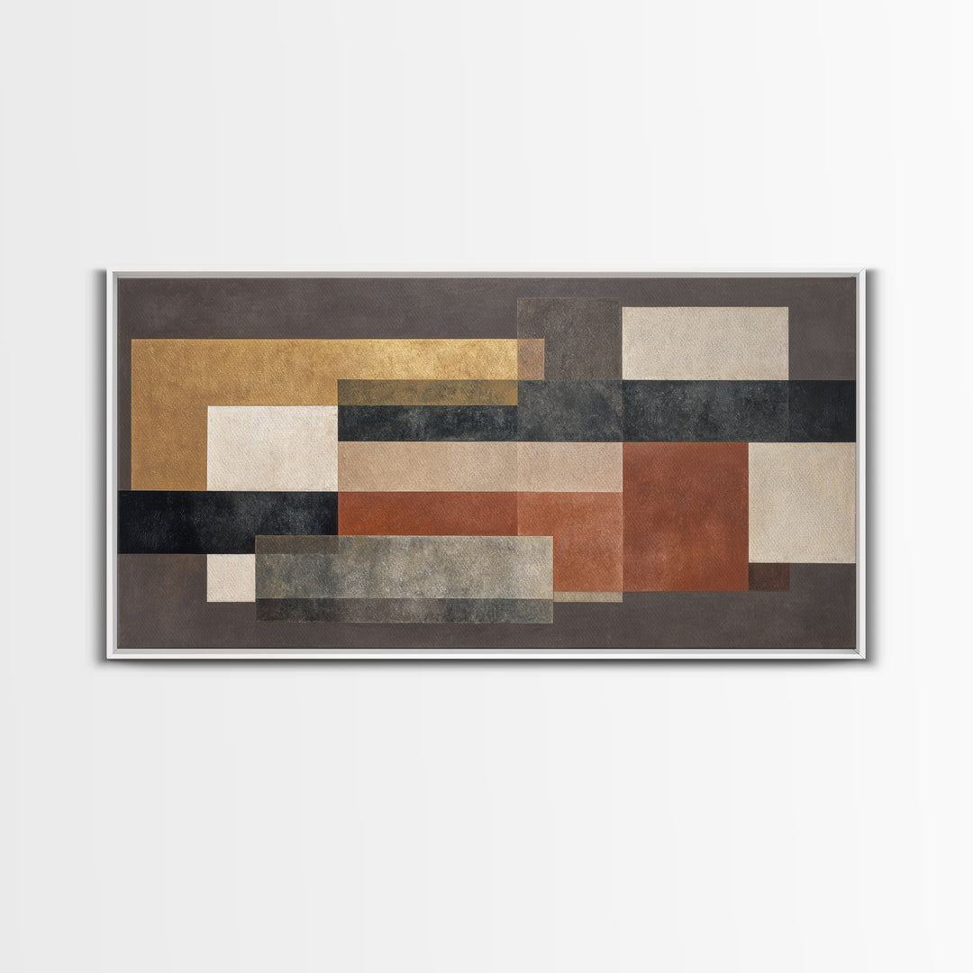 Modern Geometric Composition for Living Spaces Framed Canvas Print, Wall Art, Canvas, Living Room Decor, Abstract Art, WAL-2x1-72