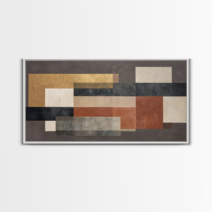 Modern Geometric Composition for Living Spaces Framed Canvas Print, Wall Art, Canvas, Living Room Decor, Abstract Art, WAL-2x1-72