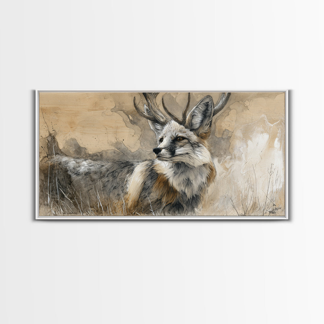 Whimsical Animal Portrait Framed Canvas Print, Wall Art, Wall Art Prints, Living Room Decor, Fine Art, Abstract Art, WAL-2x1-91