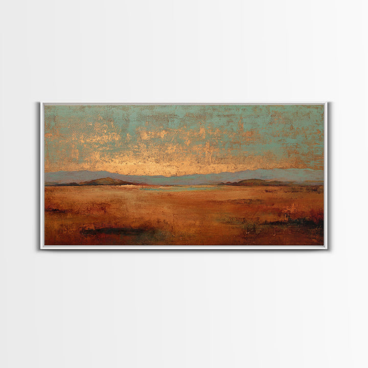 Desert Landscape in Warm Terracotta Tones Framed Canvas Print, Wall Art, Wall Hanging, Living Room Decor, Fine Art, WAL-2x1-99